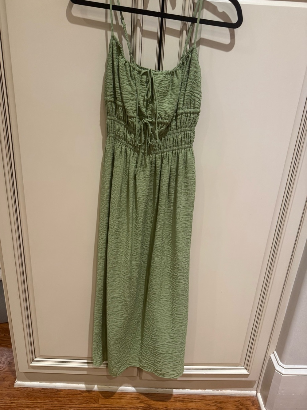 Abercrombie & Fitch Sage Green Smocked Midi Dress